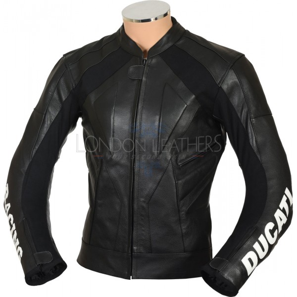 SALE - Ducati Racing Classic Black Leather Motorcycle Jacket